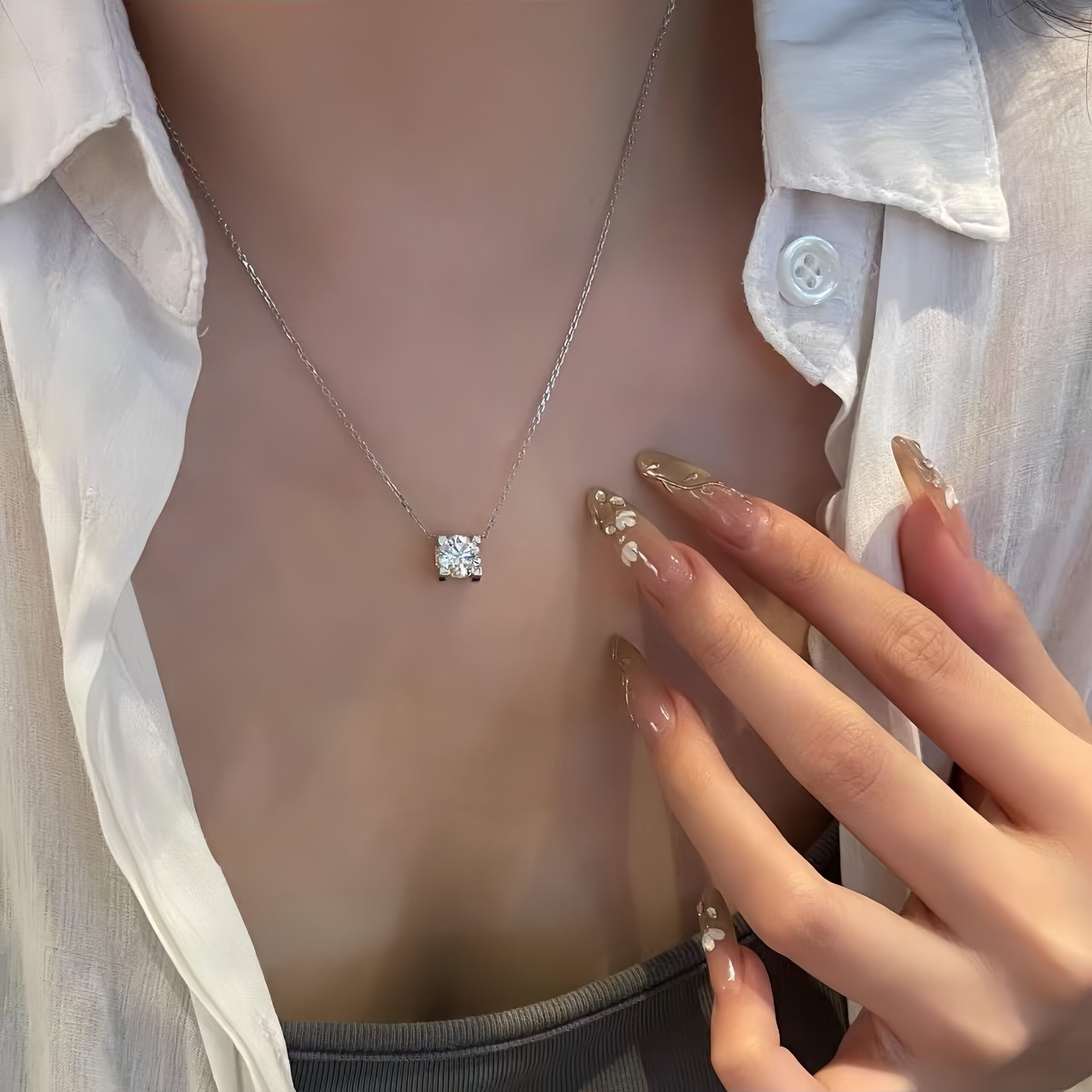 Celestial Whisper: Moissanite Pendant Necklace - Image 6